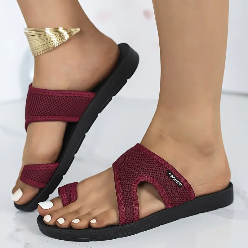 mesh slide sandals women s hollow casual loop toe flat details 9