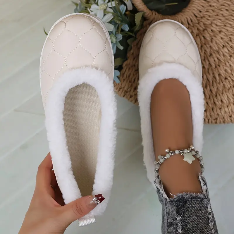 customer cozy plus size womens flats soft fashionable slip on shoes with plush lining for winter 2