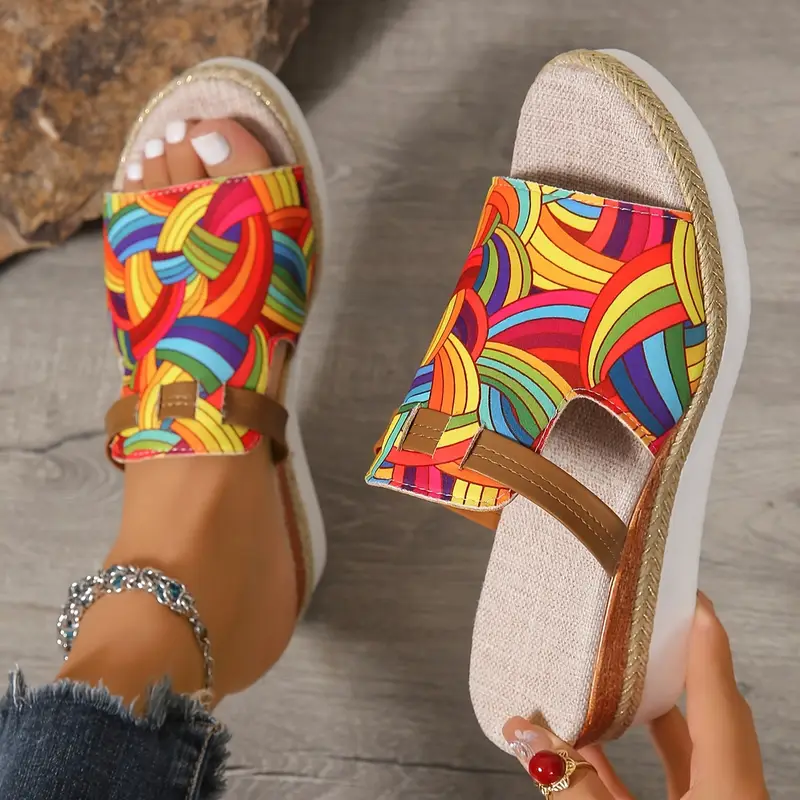 mesh slide sandals women s hollow casual loop toe flat details 2