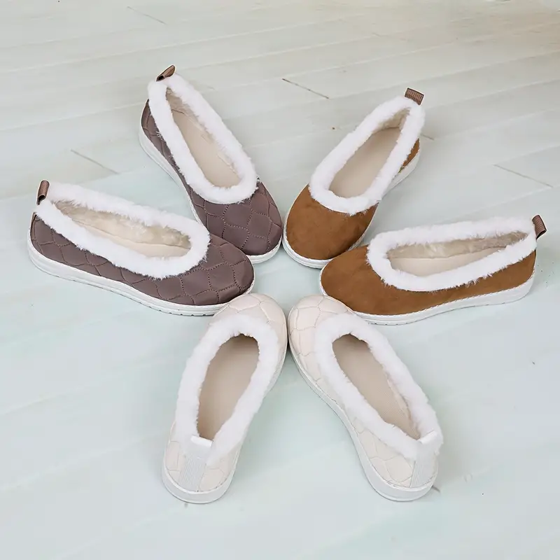 customer cozy plus size womens flats soft fashionable slip on shoes with plush lining for winter 6