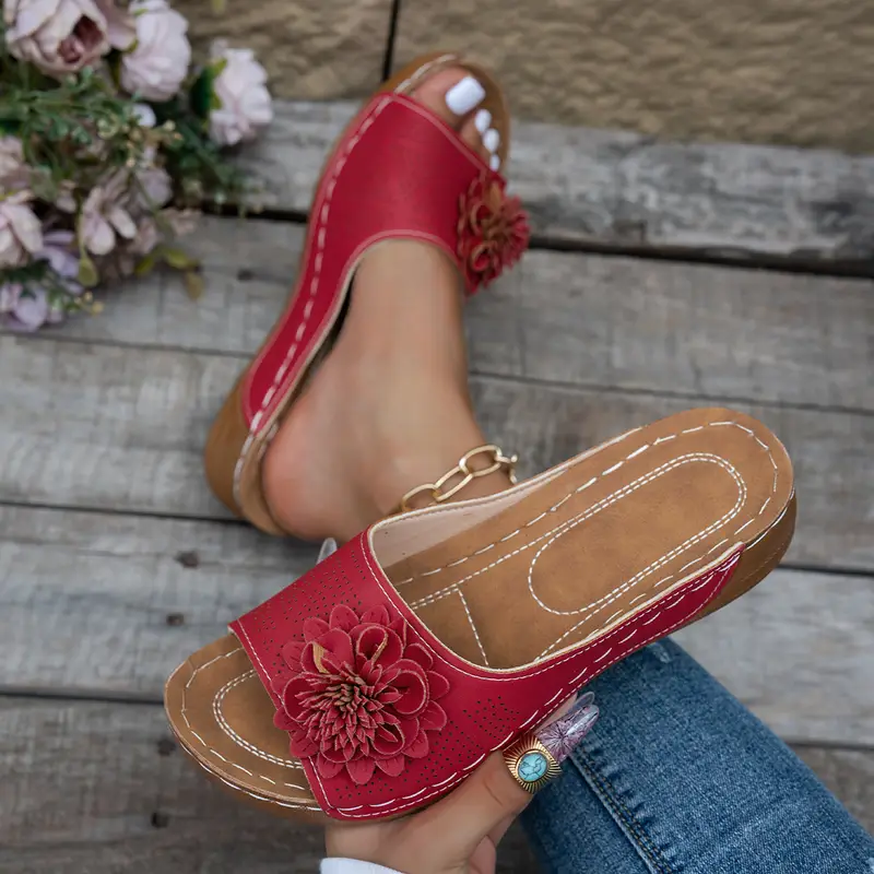 mesh slide sandals women s hollow casual loop toe flat details 2