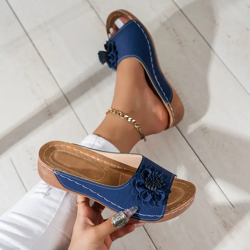 mesh slide sandals women s hollow casual loop toe flat details 4